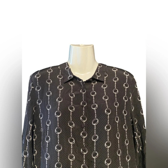 The Kooples Handcuff Chain Polka Dot Long Sleeve Silk Dress - Picture 3 of 13